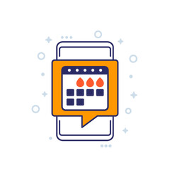 Menstruation calendar, period icon with mobile phone