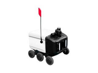 Smart delivery robot with artificial intelligence. Innovative technologies. Autonomous mobile robot...