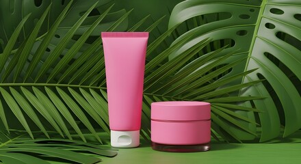 Pink Skincare Product Display – AI Generated Image
