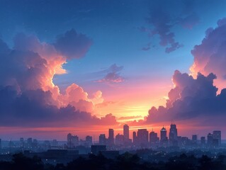 Stunning Sunset Over City Skyline