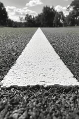 White Line on a Sports Field, Close Up