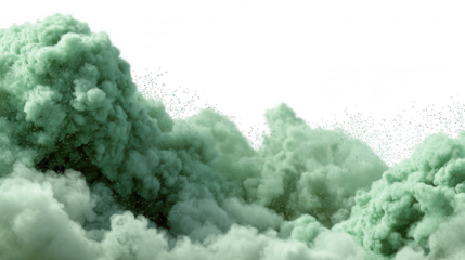 Green smoke cloud isolated on transparent background