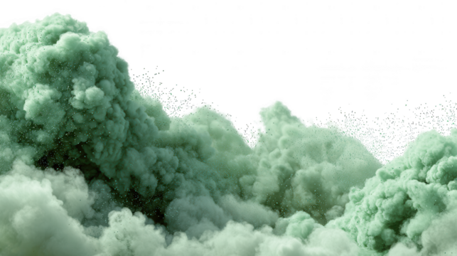 Green smoke cloud isolated on transparent background
