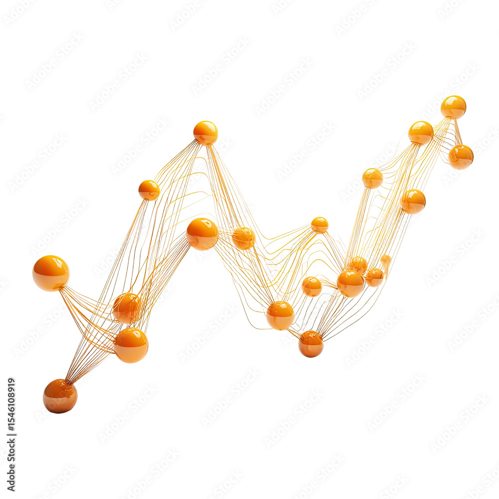 Poster abstract visualization of interconnected nodes forming a dynamic wave representing data flow and net
