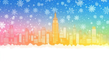 Winter Wonderland: Snowy Cityscape Silhouette