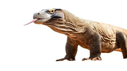 Obraz premium Close up of a komodo dragon with its tongue sticking out slightly on transparent background png
