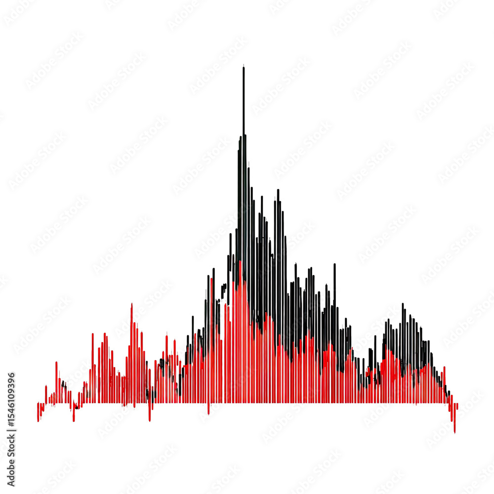 Poster abstract visualization of sound waves with colorful frequency spectrum displaying vibrant red and bl