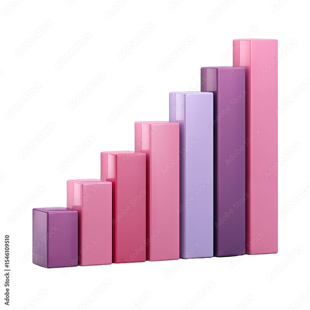 Poster colorful 3d bar chart displaying growth in business metrics and data visualization for financial ana