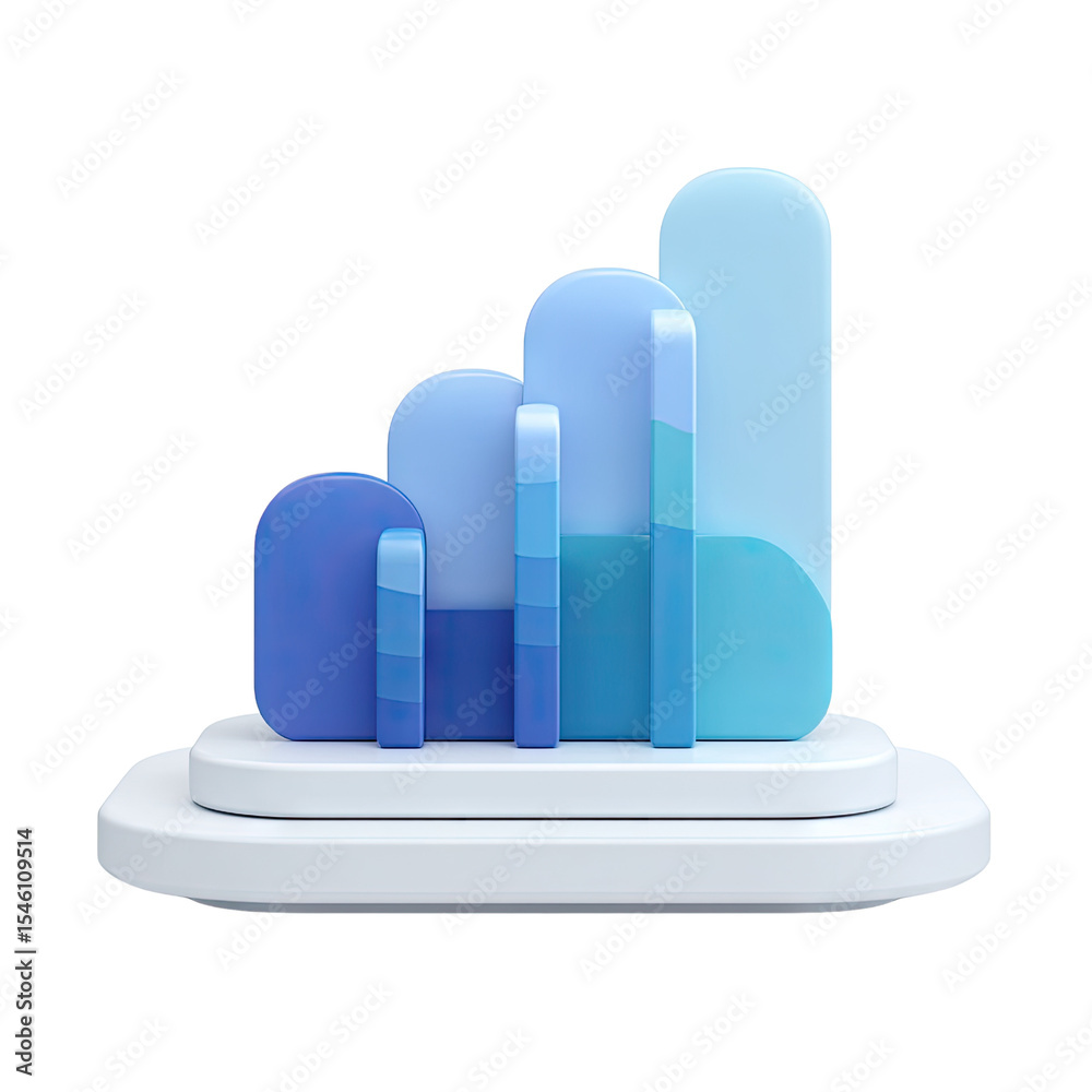 Poster modern data visualization with colorful bars representing growth and progress in business analytics