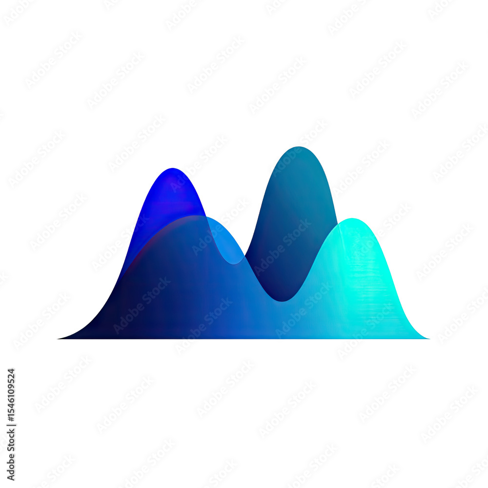 Poster abstract blue and teal wave shape with smooth curves and gradient for modern visual design and backg