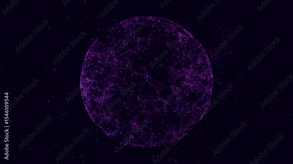 Aufkleber technology pink sphere with connecting dots. digital abstract network structure. 3d rendering.