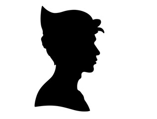 Balinese man in silhollouette vector image white baclground.