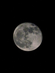 Full Moon in the Night Sky with Visible Craters and Details