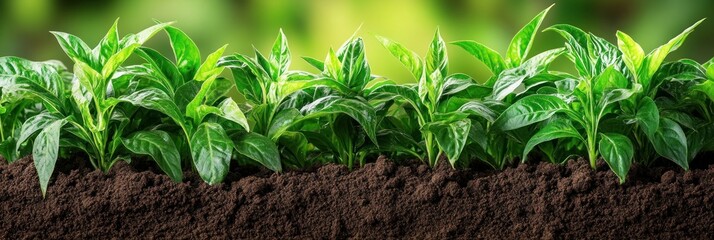 Young Green Plants Growing in Fertile Soil