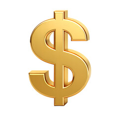 Obraz premium 3d golden dollar sign isolated on transparent background