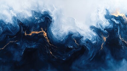 3d render Stunning Blue and Gold Abstract Art: Marble Texture Background isolated background