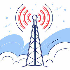 5G Speed Wave Icon - Next-Gen Wireless Tower