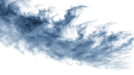 Blue smoke cloud isolated on transparent background
