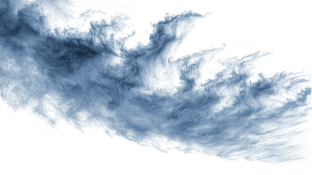 Blue smoke cloud isolated on transparent background