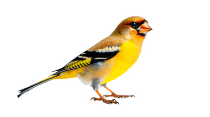 Obraz premium A eurasian goldfinch perched against a plain view on transparent background png