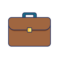 Brown Briefcase Icon – Flat Cartoon Style Illustration Representing Business, Career, and Office Work