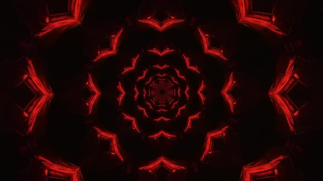 Abstract red spiral pattern with intricate shapes creating a mesmerizing visual effect