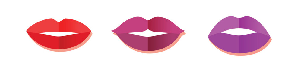 Obraz premium Sexy lips of women or girls flat vector illustrations set