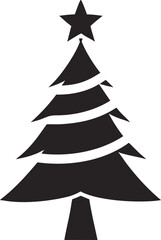Obraz premium Simple Black Silhouette Christmas Tree Icon with Five Pointed Star on Top Isolated on White Background Festive Holiday Symbol Minimalist Design