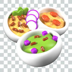 Pack of hot Mexican dishes in plates. Appetizing models for online menus