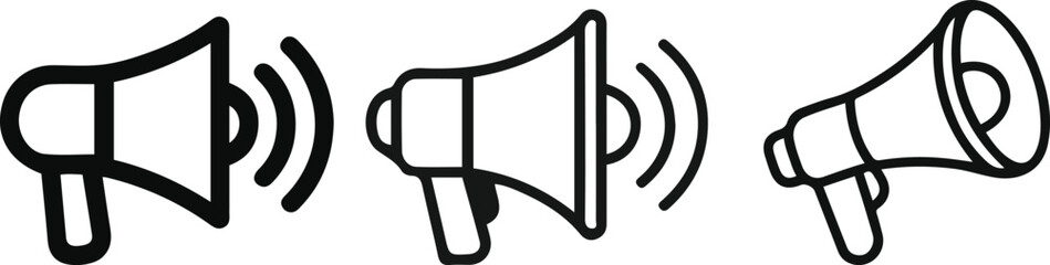 Megaphone and Announcement Line Icons Set vector illustration.