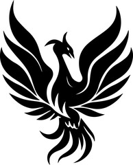 Obraz premium Phoenix Bird Logo Vector, Fire Winged Mythical Creature Symbol