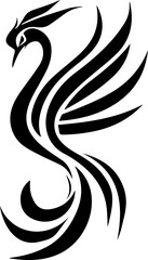 Phoenix Bird Logo Vector, Fire Winged Mythical Creature Symbol