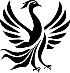 Phoenix Bird Logo Vector, Fire Winged Mythical Creature Symbol
