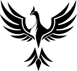 Phoenix Bird Logo Vector, Fire Winged Mythical Creature Symbol