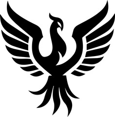Phoenix Bird Logo Vector, Fire Winged Mythical Creature Symbol