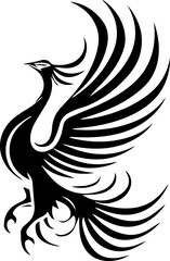 Phoenix Bird Logo Vector, Fire Winged Mythical Creature Symbol
