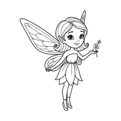 Fototapeta premium fairy tale fairy fly on the sky. coloring page for kids