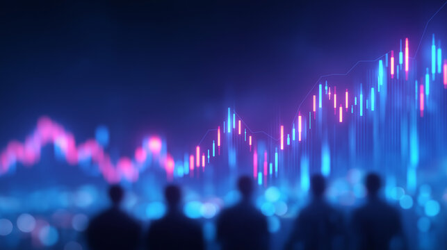 Business Team Analyzing Economic Growth and Stock Market Data Teamwork