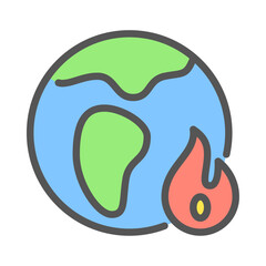 Global Warming filled outline icon. climate change color line illustration.