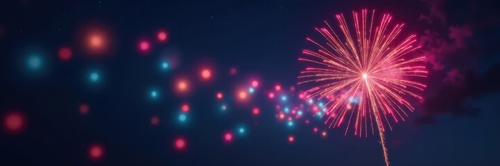 Blurred multicolored firework trails against dark sky , space, art, streaks of light