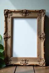 Rustic, aged wooden picture frame, distressed finish, old wood, wall decor