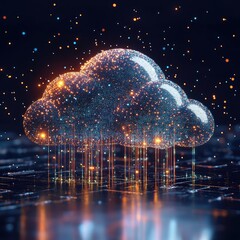 3d render Digital Cloud: Data Visualization Concept isolated background