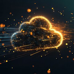 3d render Cloud Computing: Digital Transformation & Data Solutions isolated background