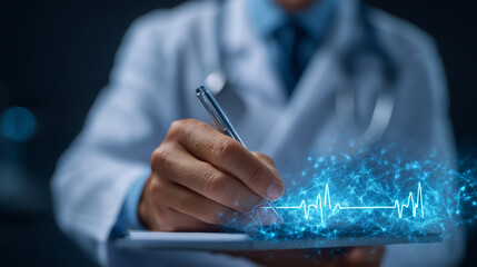 Doctor Creating Electronic Medical Record with AI Hologram Technology