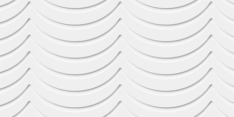Grid of white offset smooth waves geometry background wallpaper banner, flat lay from above