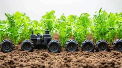 3d render Mini Tractor in Lush Green Field: Precision Farming and Agriculture Technology isolated background
