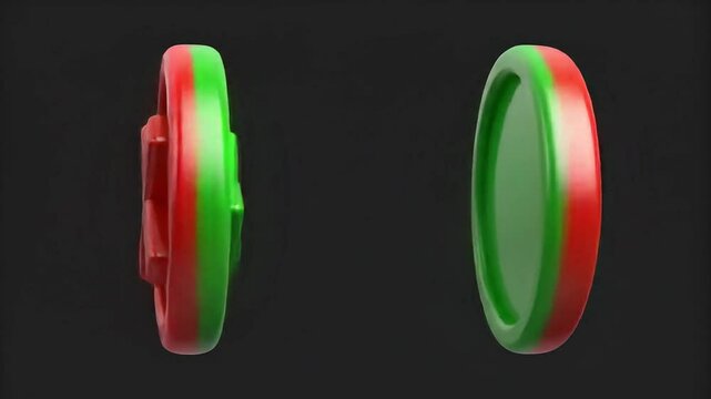 Animated Green Check Mark and Red X Icons Rotating, Symbolizing Success and Failure Visualized