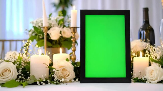 Elegant table setting green screen frame