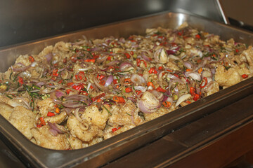 Spicy Indonesian Crispy Fried Tofu with Chili and Red Onions