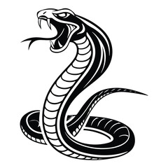 Fototapeta premium Realistic snake vector with aggressive posture and textured design for animal themes.